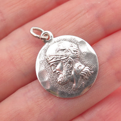 Lewis Bros. Sterling Silver Vintage Zeus Greek God Oxidized Mini Charm Pendant