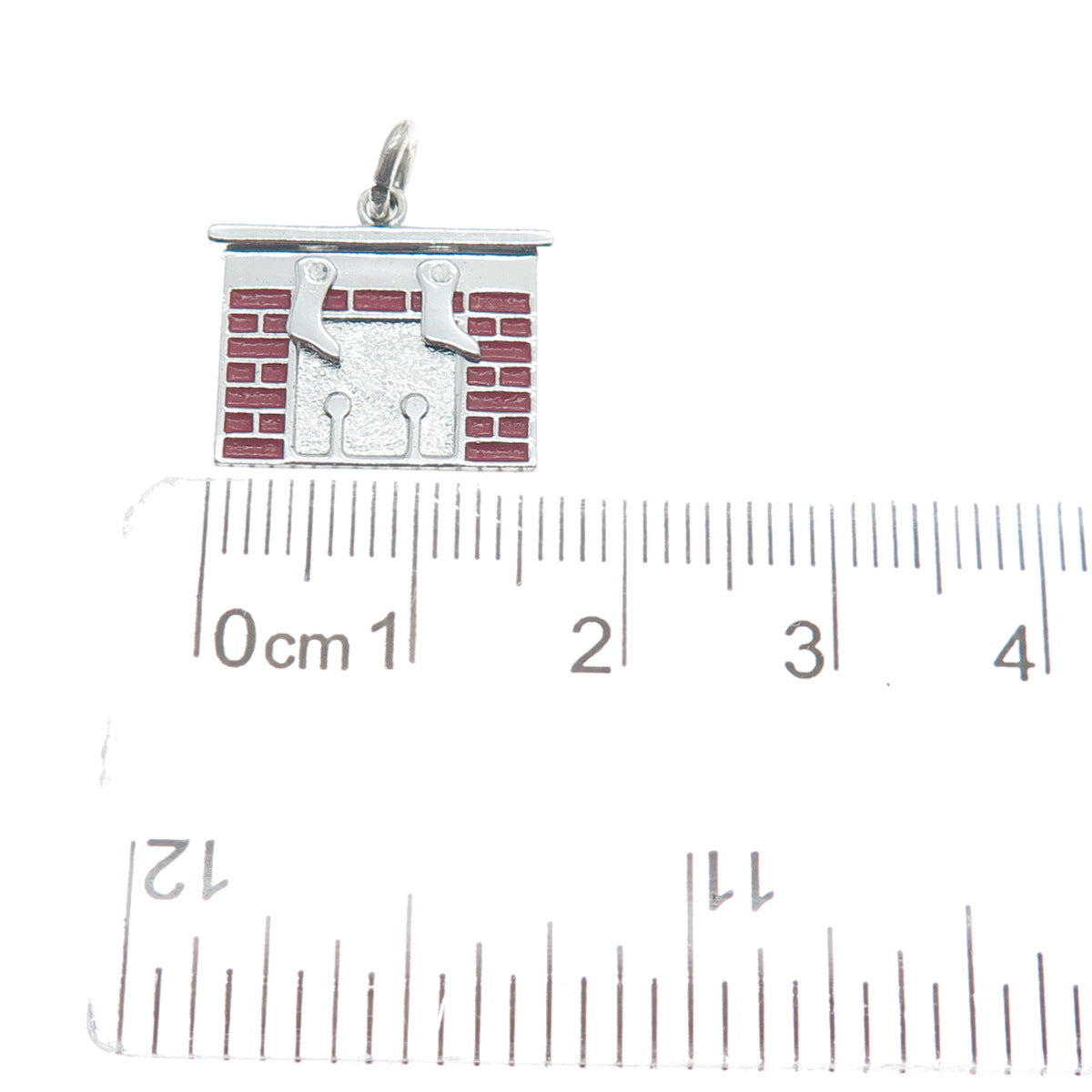 WELLS Sterling Silver Vintage Enamel Merry Christmas Minimalist Charm Pendant