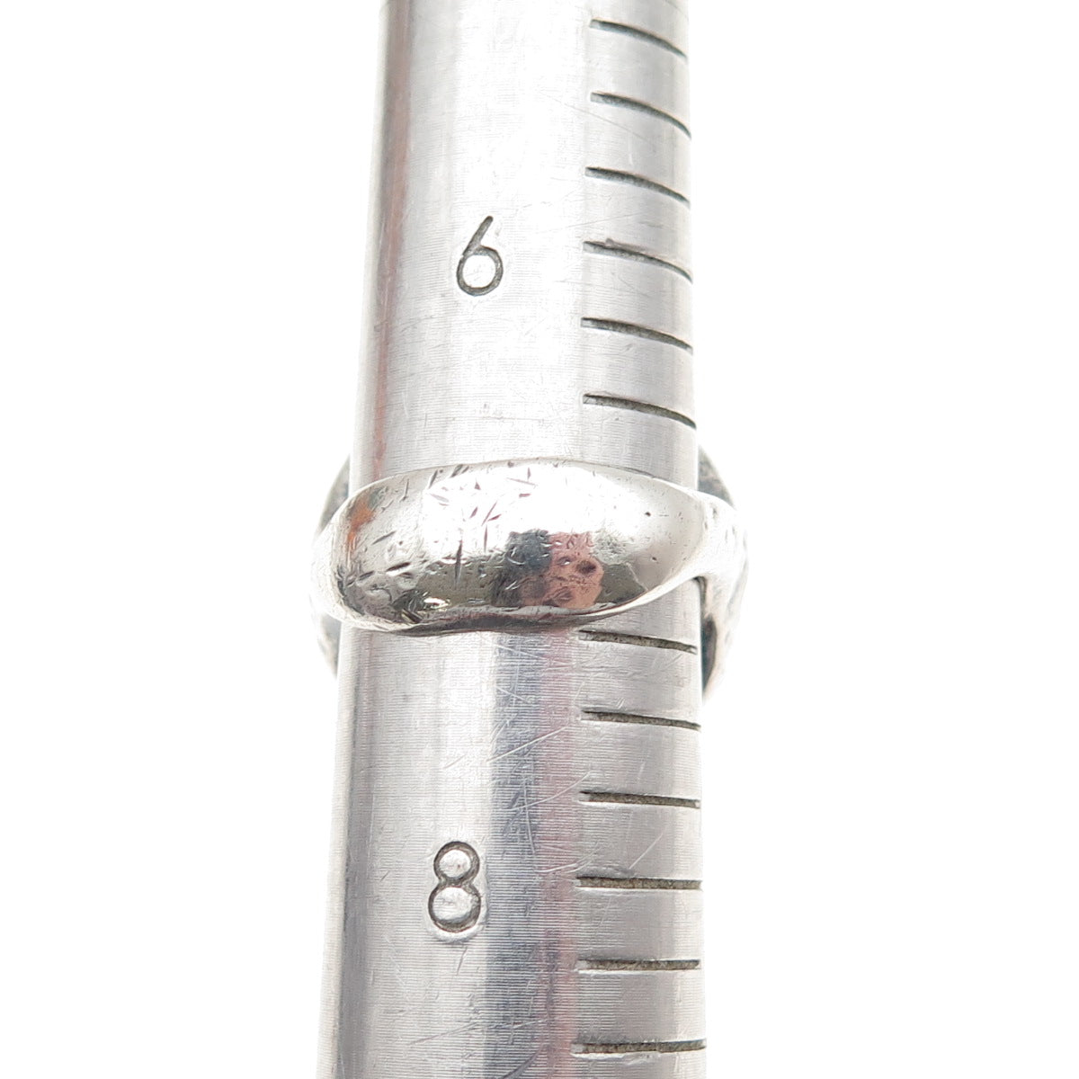 925 Sterling Silver Vintage Modernist Hammered Dome Oxidized Ring Size 7