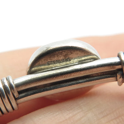 925 Sterling Silver Vintage Picture Jasper Gem Adjustable Cuff Bracelet 5.5"