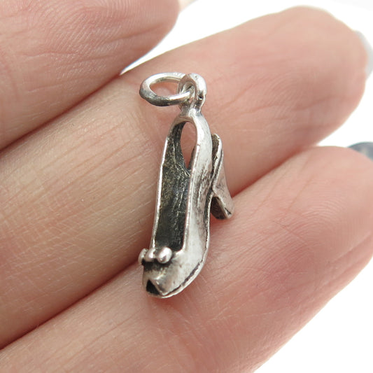 925 Sterling Silver Antique Art Deco High Heel Women Shoe 3D Charm Pendant