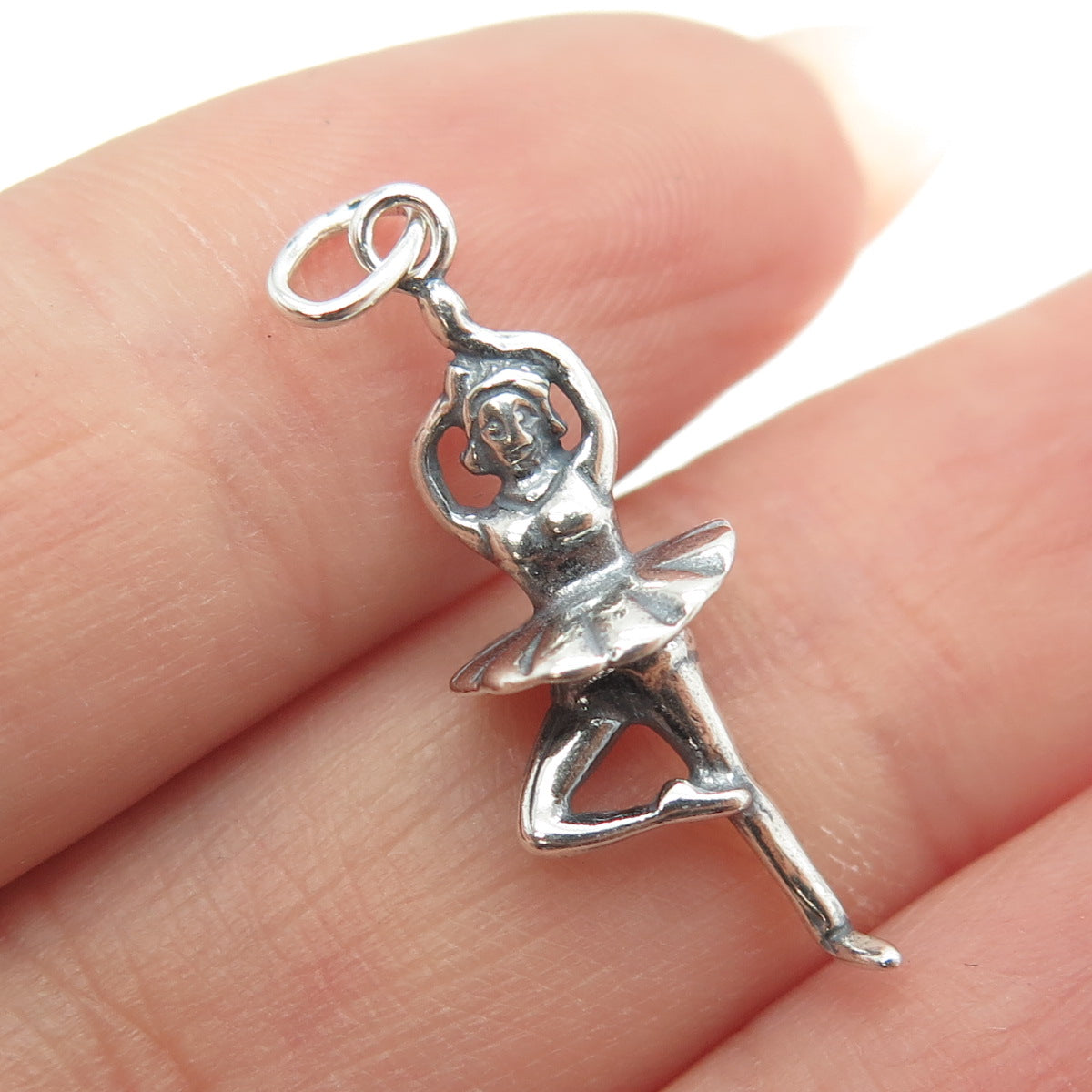 925 Sterling Silver Vintage Ballerina 3D Charm Pendant