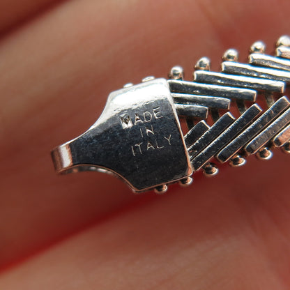 MILOR Sterling Silver 2-Tone Vintage Italy Riccio Chevron Link Bracelet 6.75"