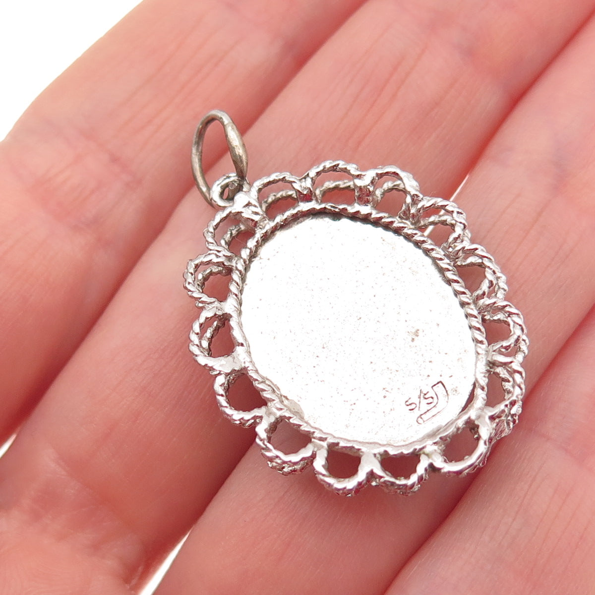 925 Sterling Silver Vintage Rhinestone Las Vegas Casino Good Luck Charm Pendant