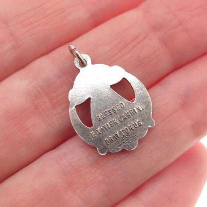 HMH Religious Sterling Antique Art Deco St. Frances Xavier Cabrini Mini Pendant