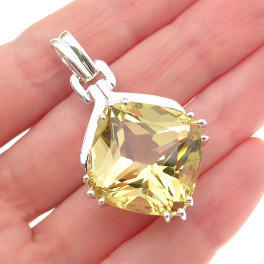 Michelle Albala 925 Sterling Silver Vintage Real Lemon Quartz Pendant