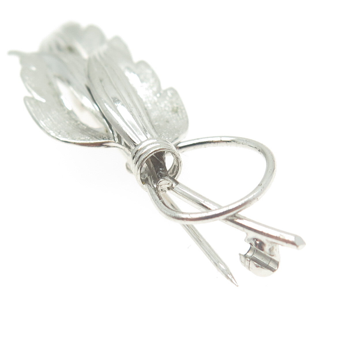 TRU-KAY 925 Sterling Silver Vintage Leaf Floral Pin Brooch