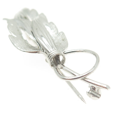 TRU-KAY 925 Sterling Silver Vintage Leaf Floral Pin Brooch