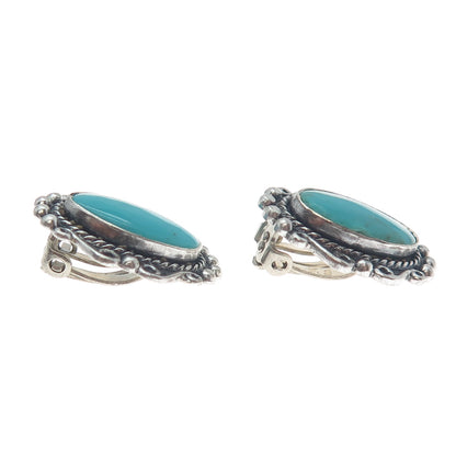 MAISELS INDIAN TRADING Old Pawn 925 Sterling Bisbee Turquoise Clip On Earrings