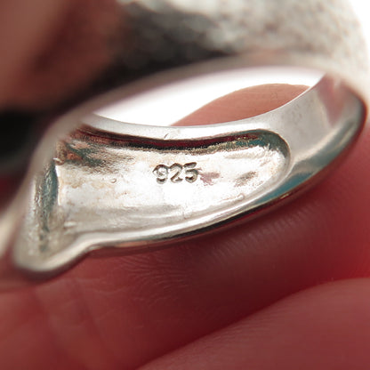 AIL Aluma 925 Sterling 2-Tone Vintage Real Turquoise Modernist Ring Size 6.25