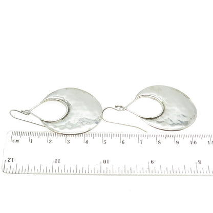 925 Sterling Silver Vintage Hammered Finish Dangling Earrings