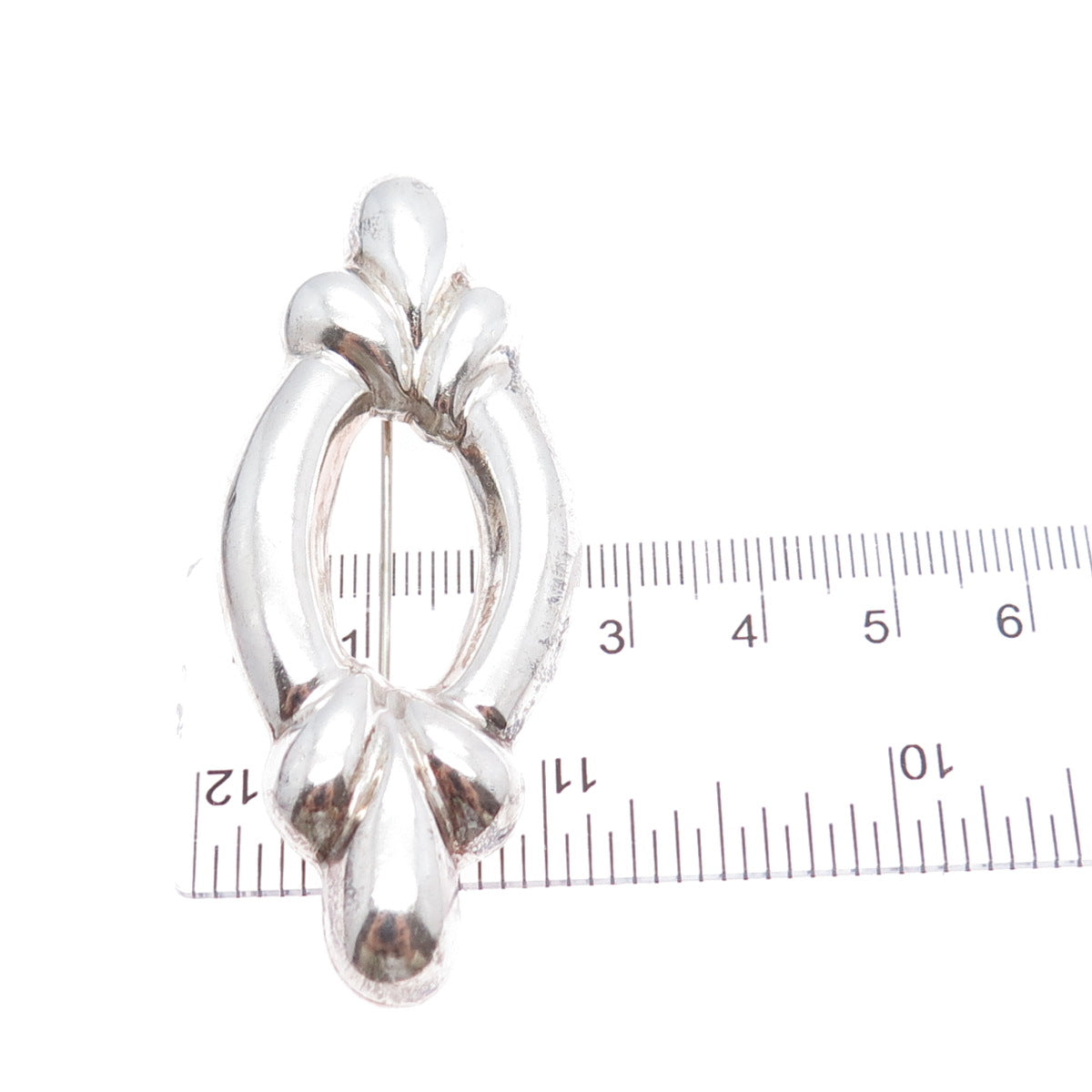 925 Sterling Silver Vintage Modernist Puffy Pin Brooch