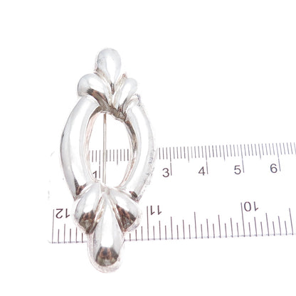 925 Sterling Silver Vintage Modernist Puffy Pin Brooch