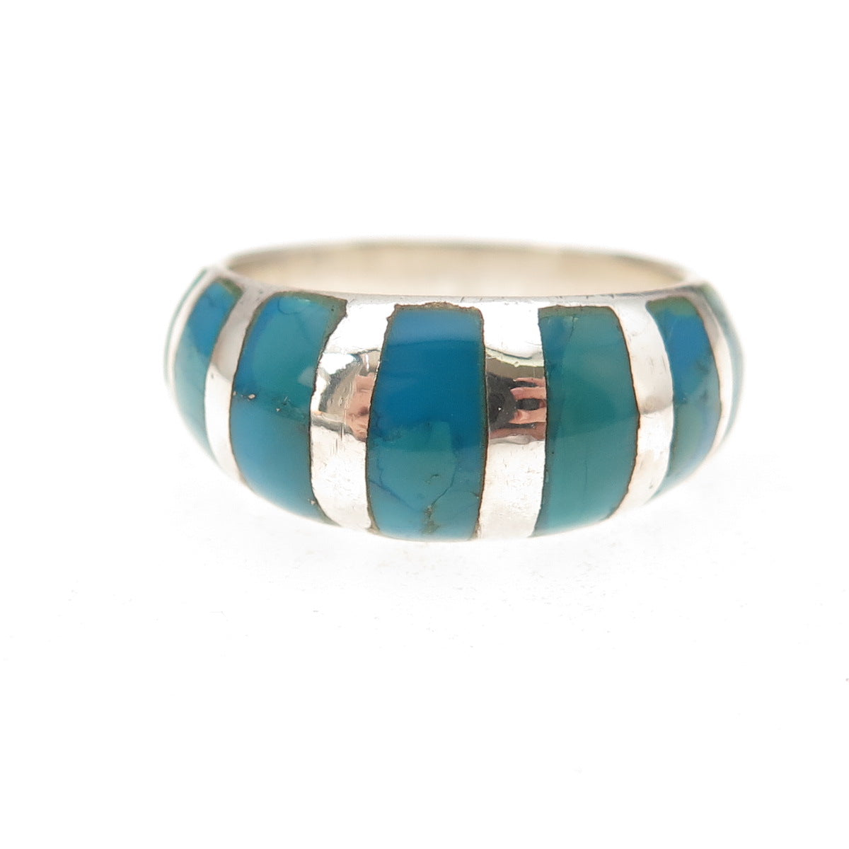 925 Sterling Silver Vintage Real Bisbee Turquoise Oxidized Ring Size 6.5