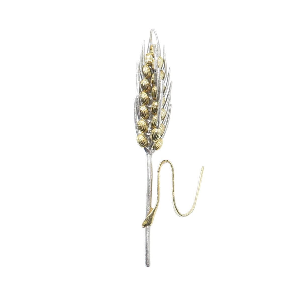 925 Sterling Silver 2-Tone Vintage Italy Ear of Wheat Miniature