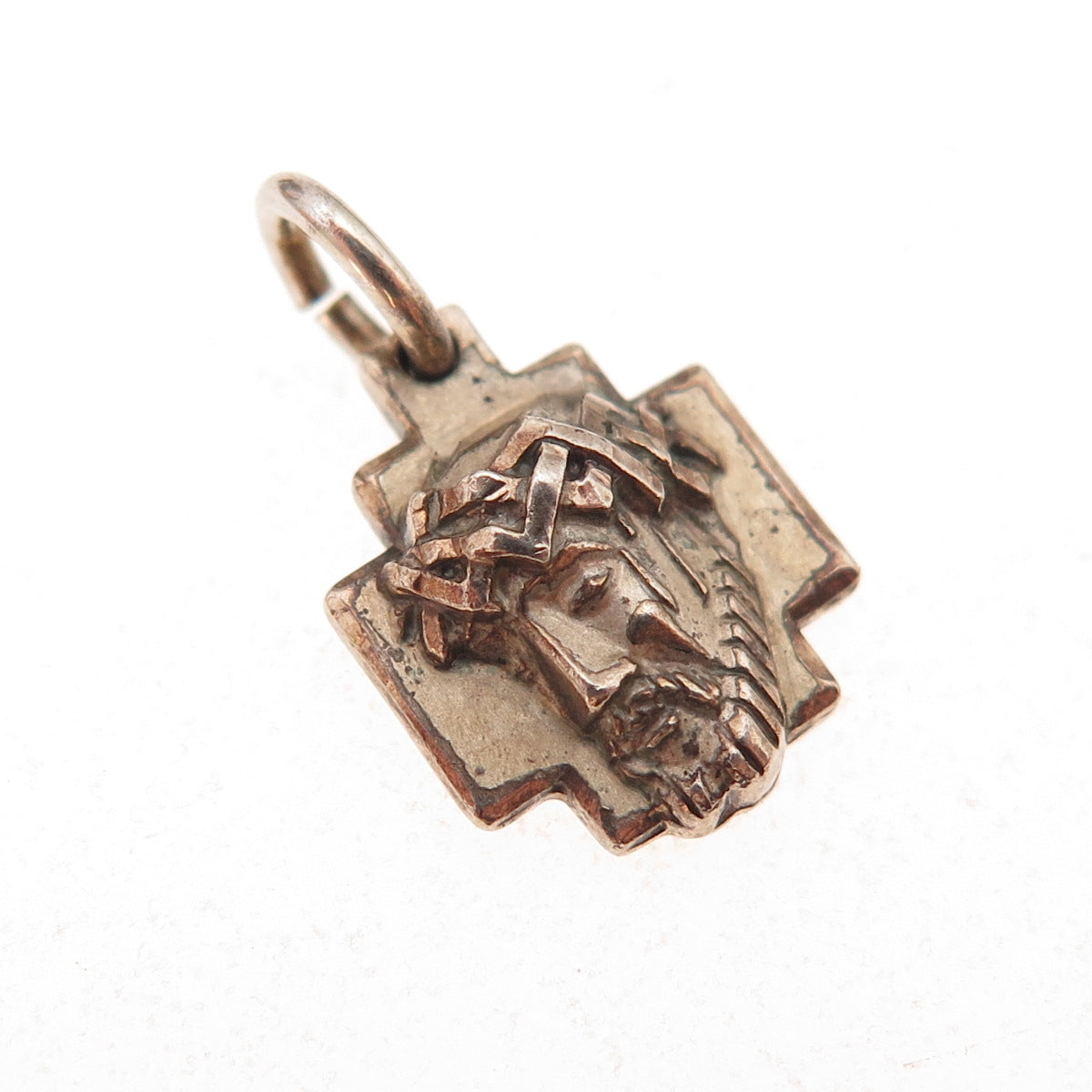 M. De Jean 925 Sterling Silver Gold Plated Vintage Jesus Cross Charm Pendant
