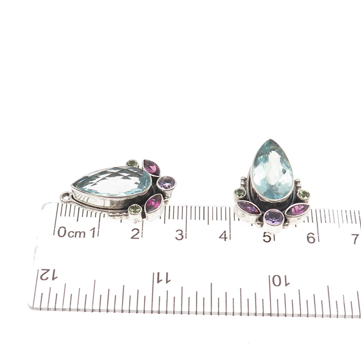 Nicky Butler Sterling Silver Vintage Blue Topaz Amethyst Peridot Jacket Earrings