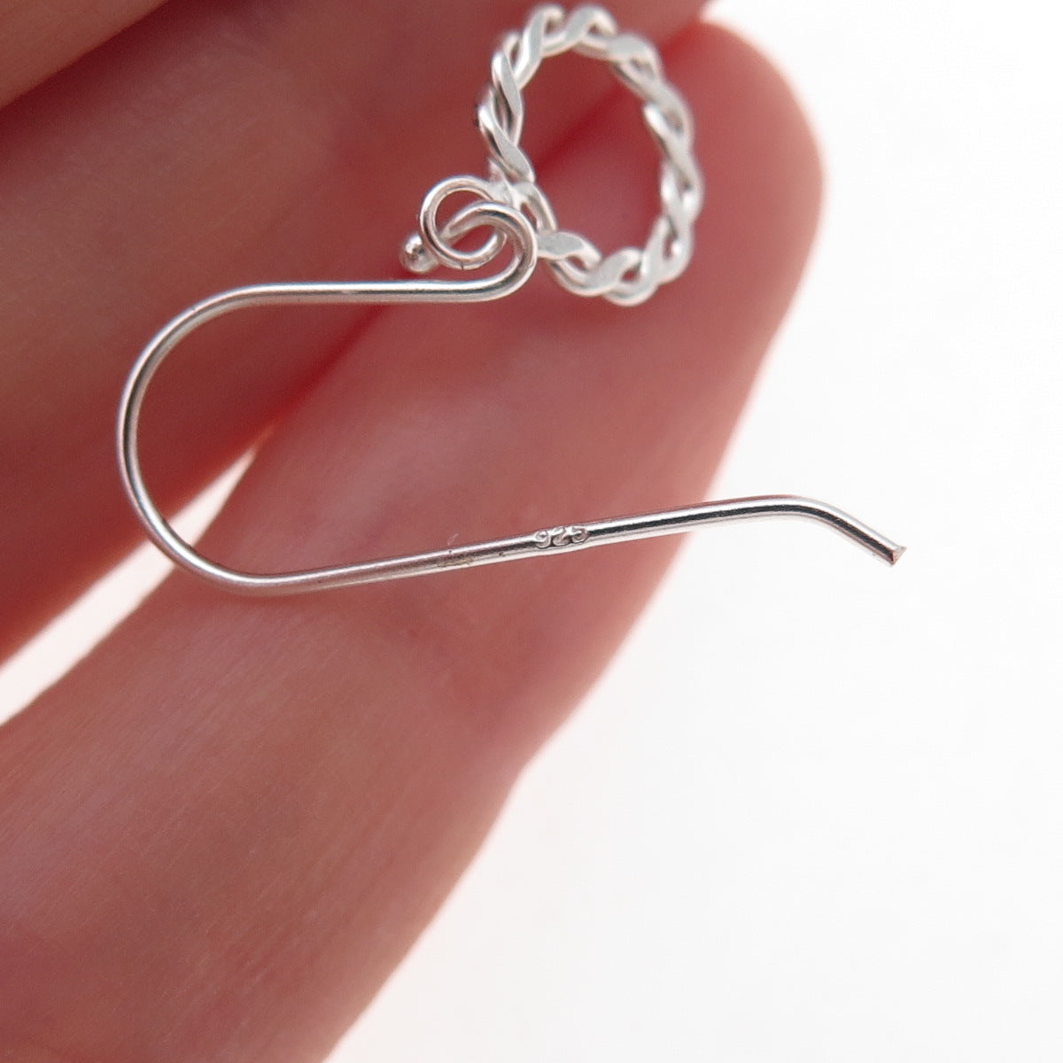 925 Sterling Silver Twisted Circle Dangle Earrings