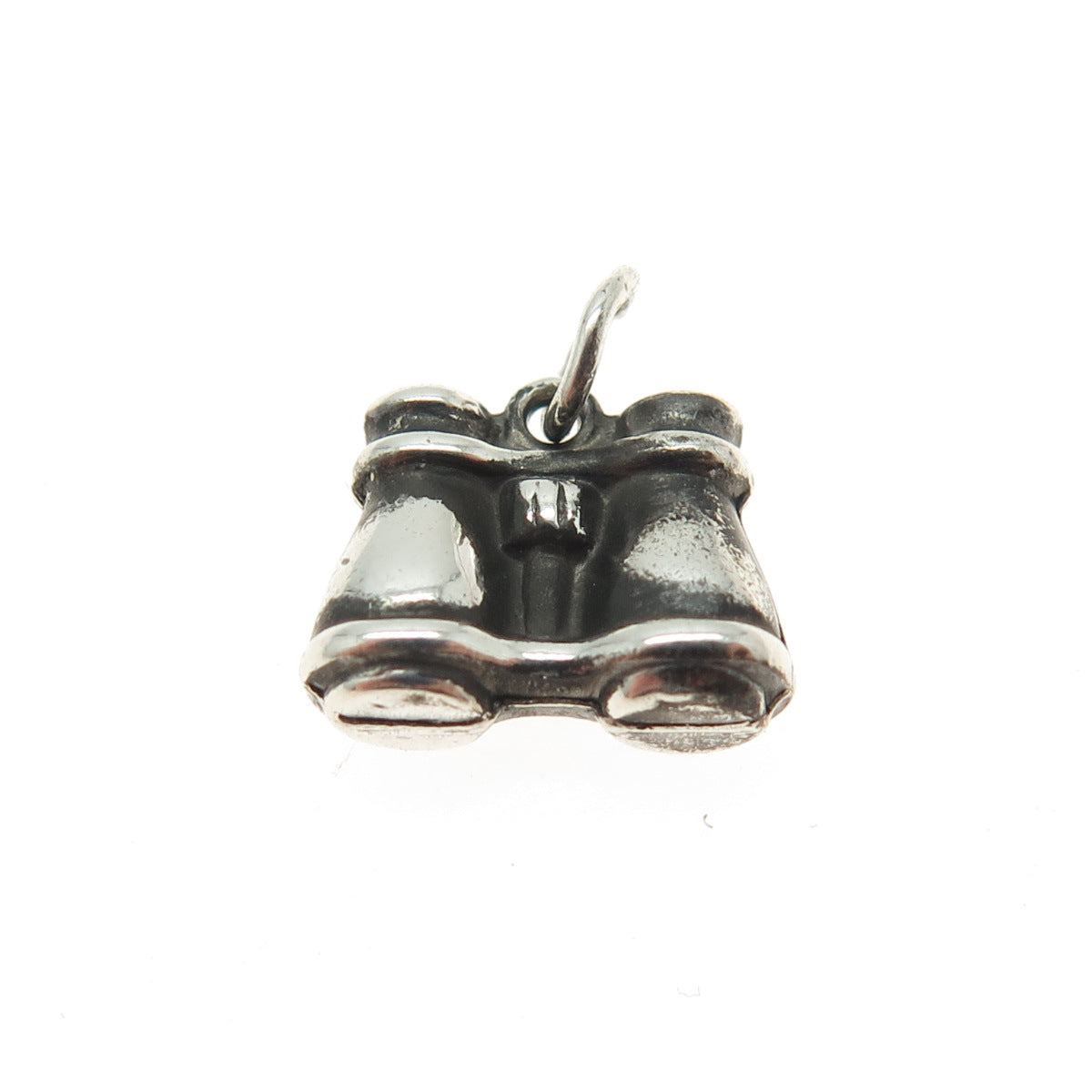 925 Sterling Silver Antique Art Deco Binocular Oxidized Minimalist Charm Pendant