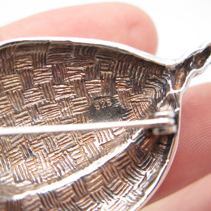 925 Sterling Silver Vintage Double Leaf Pin Brooch