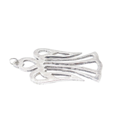 925 Sterling Silver Vintage Angel Cutout Oxidized Pendant