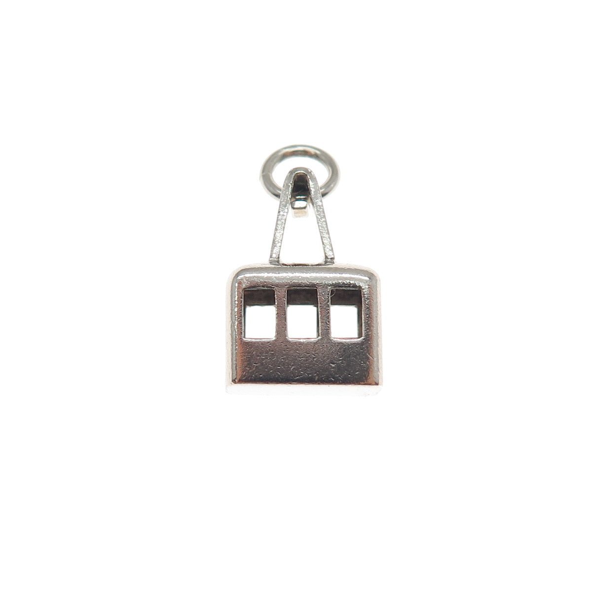 800 Silver Vintage Cable Car Minimalist 3D Charm Pendant