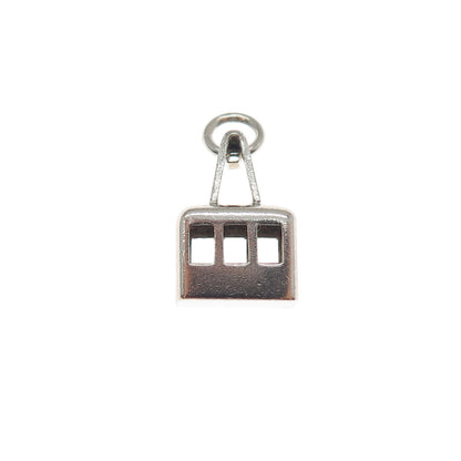 800 Silver Vintage Cable Car Minimalist 3D Charm Pendant