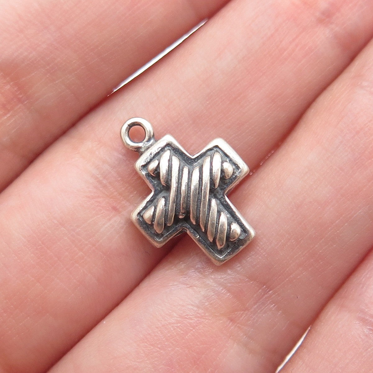 SIDNEY EVAN 925 Sterling Silver Vintage Cross Oxidized Minimalist Charm Pendant