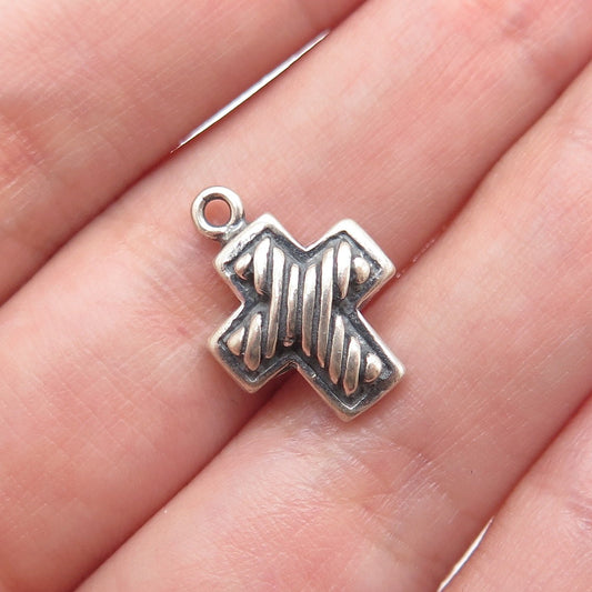 SIDNEY EVAN 925 Sterling Silver Vintage Cross Oxidized Minimalist Charm Pendant