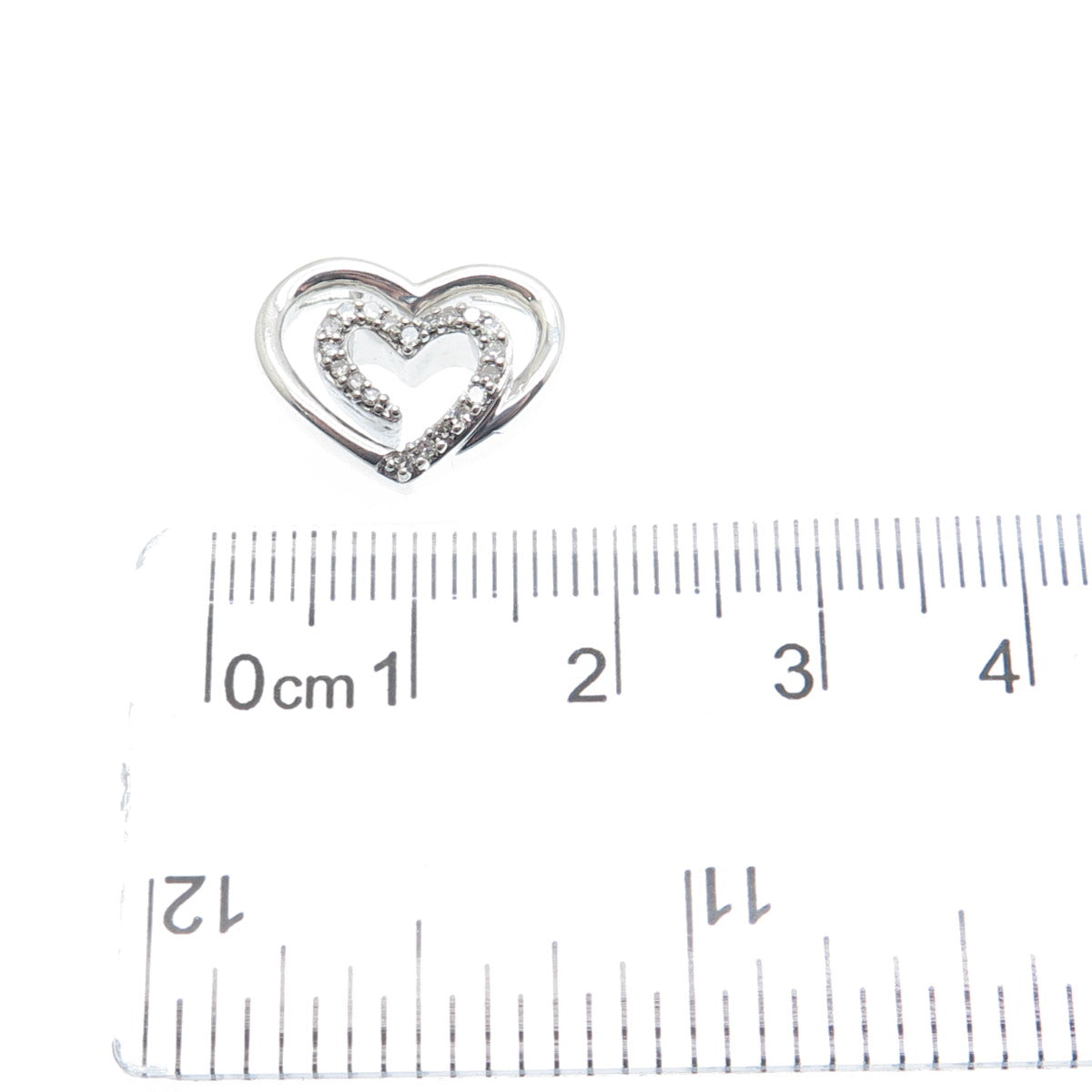SLV SADYE L VASSIL 925 Sterling Silver Real Diamond Heart Mini Slide Pendant
