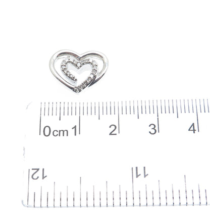 SLV SADYE L VASSIL 925 Sterling Silver Real Diamond Heart Mini Slide Pendant