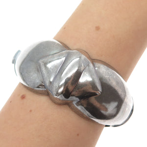 925 Sterling Silver Vintage Italy Modernist Heavy 72.5g Oxidized Bracelet 7.25"