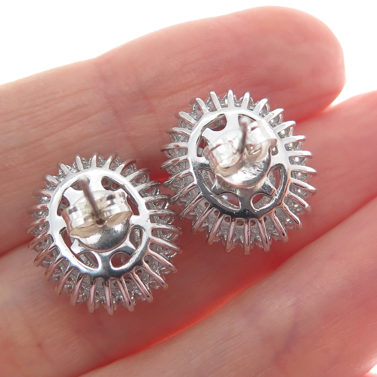 925 Sterling Silver Oval & Round-Cut C Z Sparkle Stud Earrings