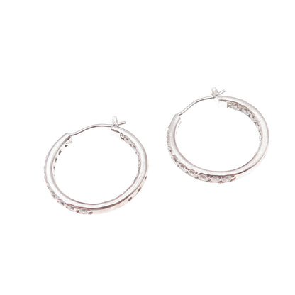 Kiera 925 Sterling Silver Round-Cut C Z In & Out Hoop Earrings