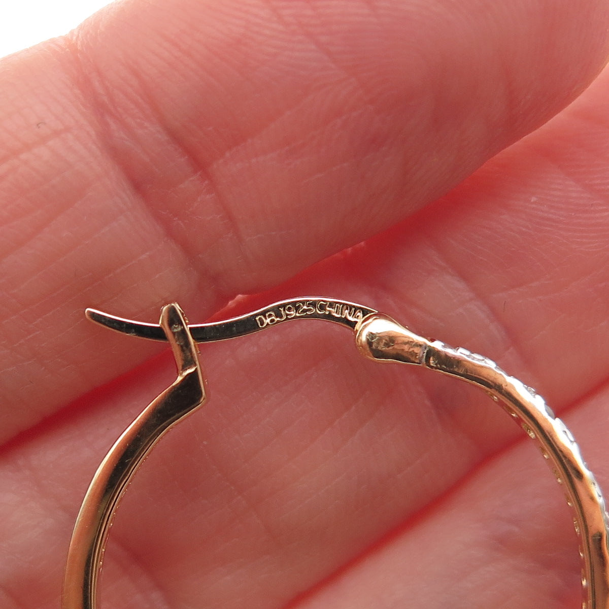 DBJ Dee Berkle 925 Sterling Silver Gold Plated Real Diamond Hoop Earrings