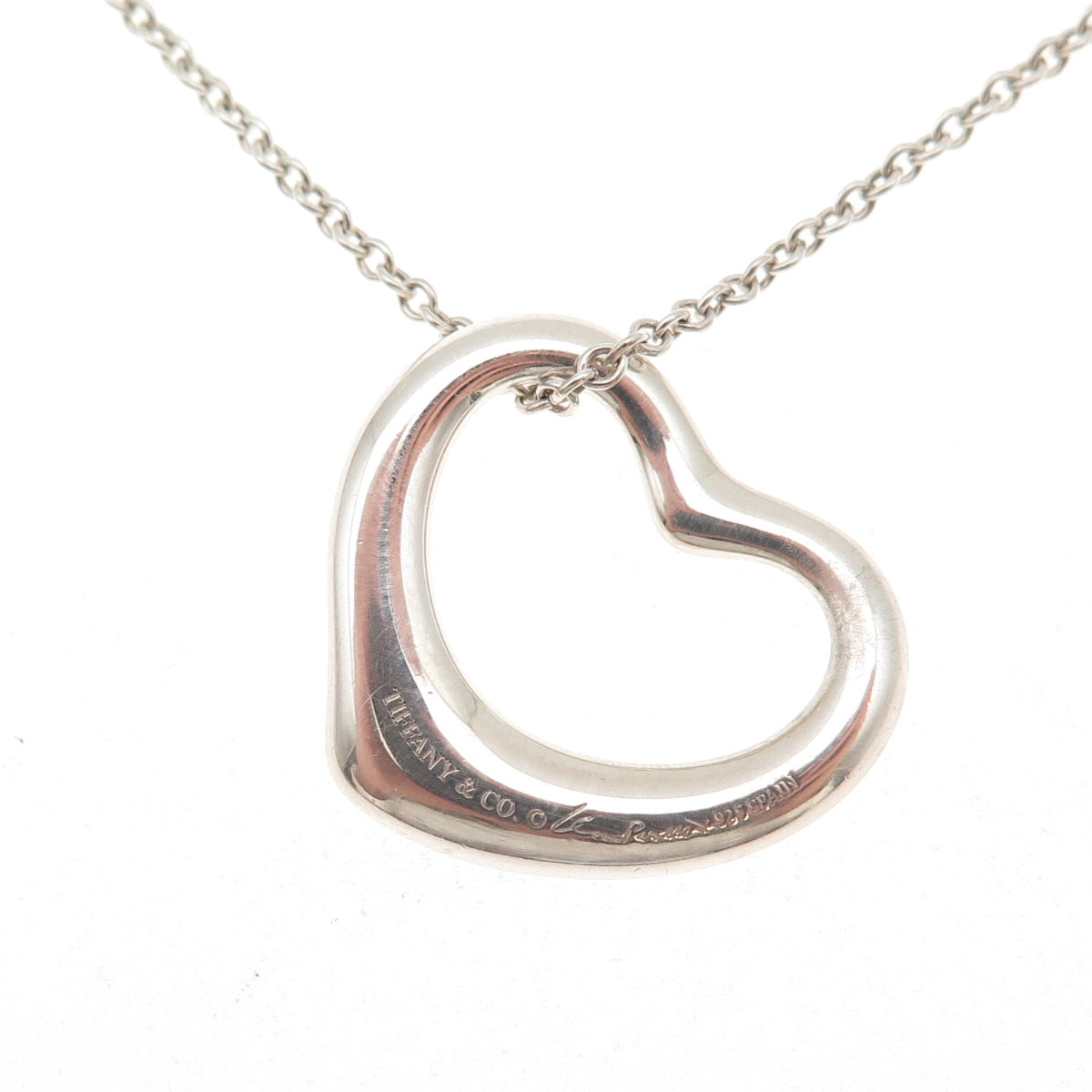 Tiffany & Co. Elsa Peretti Sterling Silver Vintage 22mm Open Heart Necklace 16"