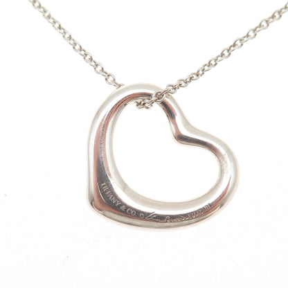 Tiffany & Co. Elsa Peretti Sterling Silver Vintage 22mm Open Heart Necklace 16"