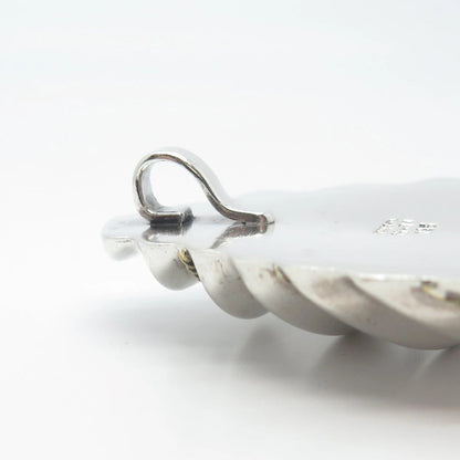 925 Sterling Silver 2-Tone Vintage Mexico Ribbed Pendant