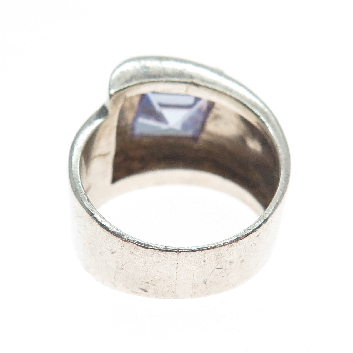 925 Sterling Silver Vintage Lavender C Z Modernist Ring Size 6.75