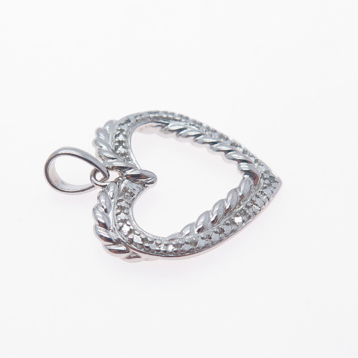 ROSS SIMONS 925 Sterling Silver Real Diamond Accent Heart Charm Pendant