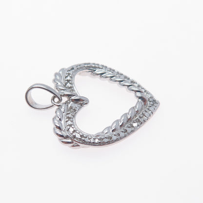 ROSS SIMONS 925 Sterling Silver Real Diamond Accent Heart Charm Pendant