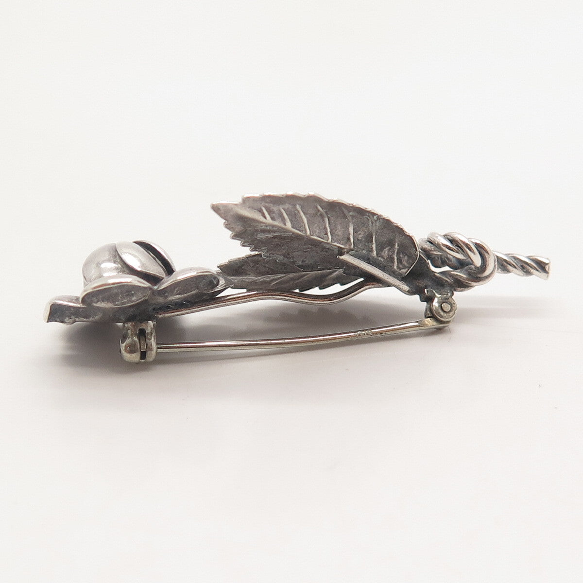 925 Sterling Silver Vintage Floral Leaf Pin Brooch