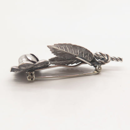 925 Sterling Silver Vintage Floral Leaf Pin Brooch