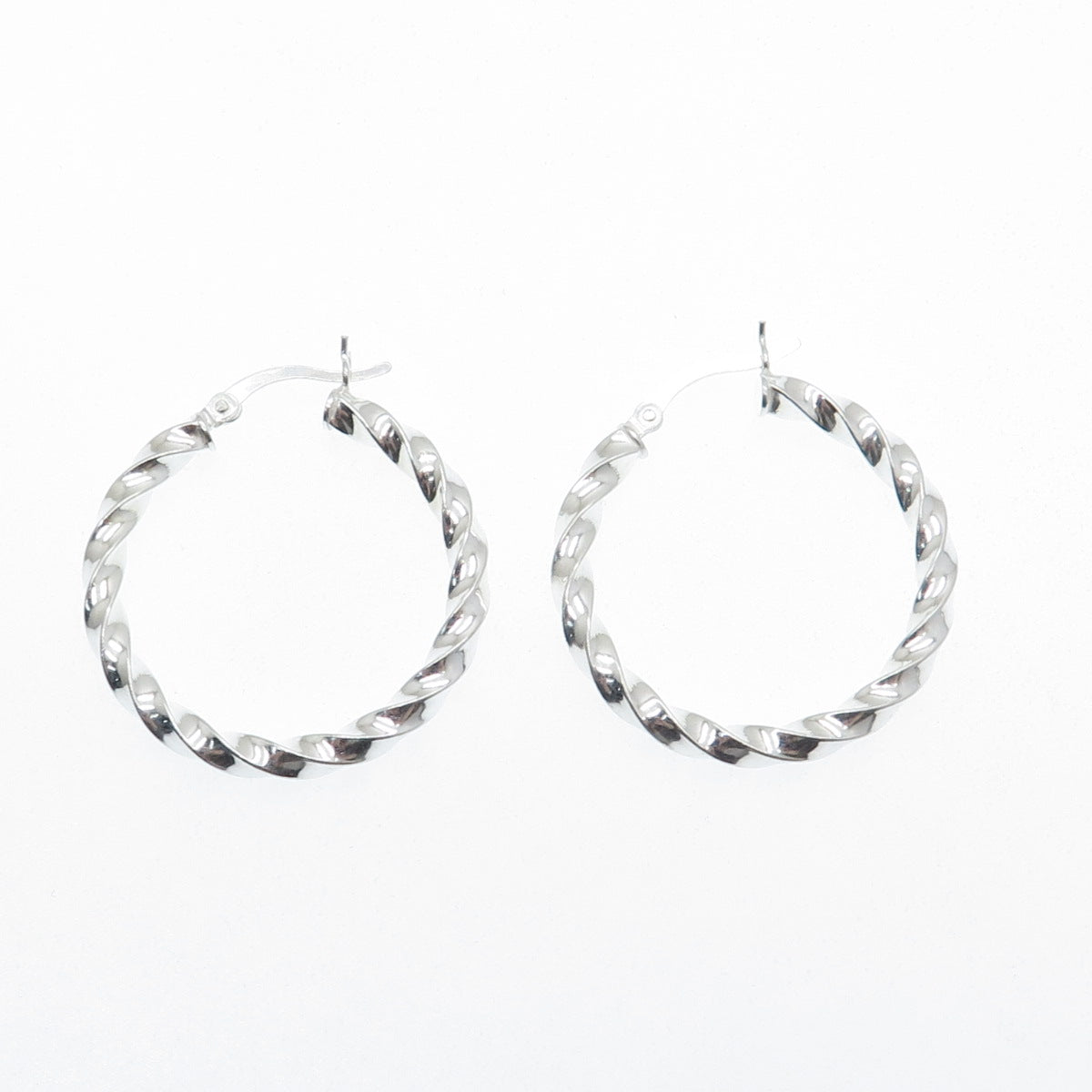 925 Sterling Silver 30mm Twisted Hoop Earrings