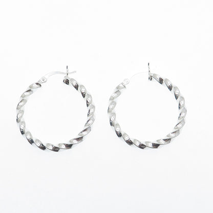 925 Sterling Silver 30mm Twisted Hoop Earrings
