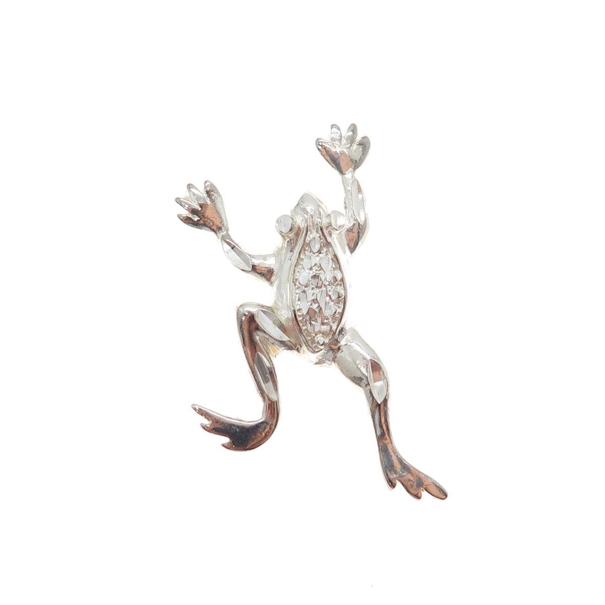 925 Sterling Silver Vintage Frog For Good Luck Slide Charm Pendant