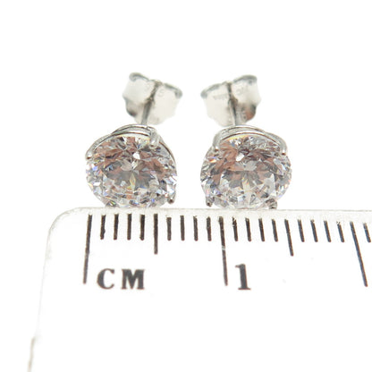 925 Sterling Silver Round-Cut C Z Stud Earrings