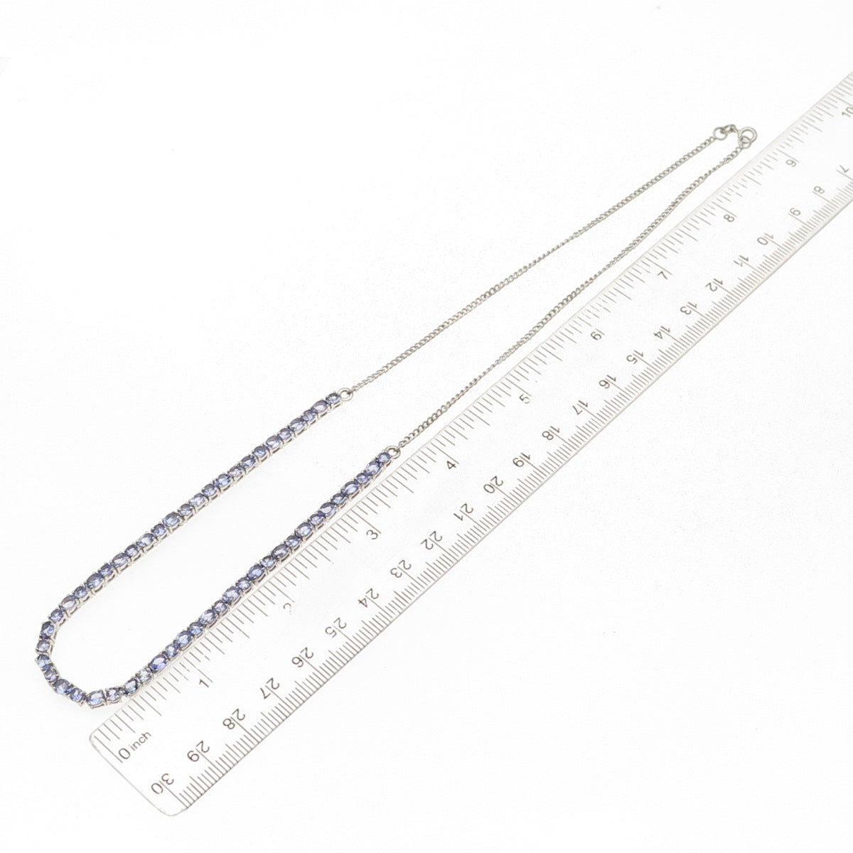 Chuck Clemency Sterling Silver Real Tanzanite Tennis & Curb Chain Necklace 18"