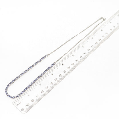 Chuck Clemency Sterling Silver Real Tanzanite Tennis & Curb Chain Necklace 18"