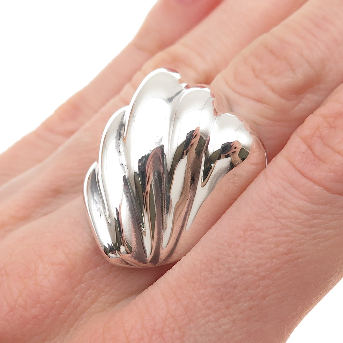 925 Sterling Silver Vintage Mexico Modernist Oxidized Ring Size 7.5